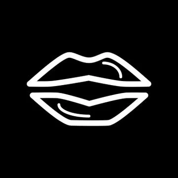 Lips simple vector icon. Black and white illustration of sexy lips. Outline Stock Illustration