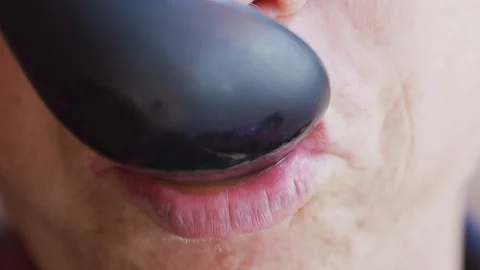 Lips Sipping Soup 4k Stock Footage 92379086