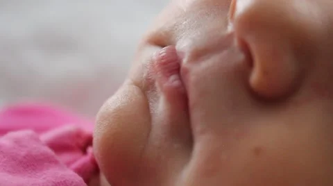 Lips of sleeping baby Stock Footage 54282915