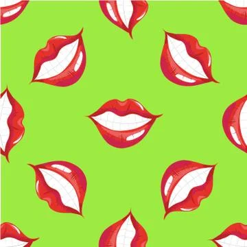 Lips smiling seamless pattern vector Stock Illustration