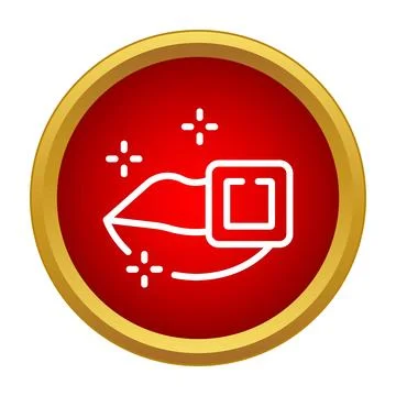 Lips with a square piercing in a red and gold icon Ilustración de archivo