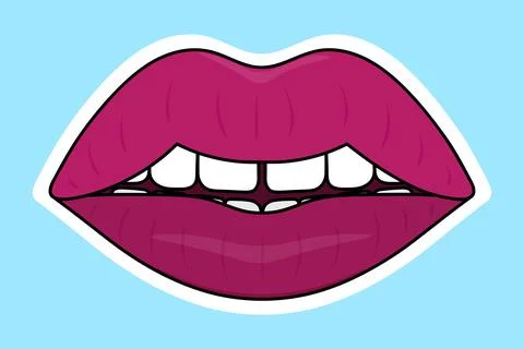 Lips. Sticker on a white backing. Colored vector illustration. Illustrazione stock