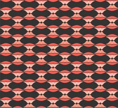 Lips stylish geometric seamless pattern. Abstract fantasy pop concept in tree Stock Illustration