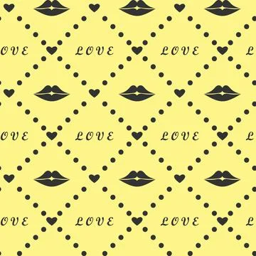 Lips stylish geometric seamless pattern. Abstract fantasy, love concept in gray Stock Illustration