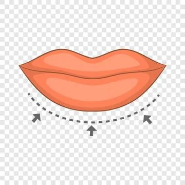 Lips surgery correction icon, cartoon style Stock Illustration