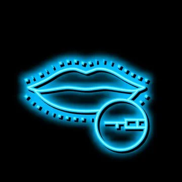 Lips surgery neon glow icon illustration Stock Illustration
