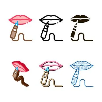 Lips tattoo icon vector outline stylized イラスト素材