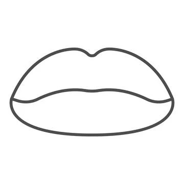 Lips thin line icon, passion concept, Kiss sign on white background, Lips icon Stock Illustration