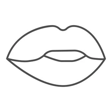 Lips thin line icon, passion concept, Kiss sign on white background, Lips icon Stock Illustration