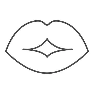 Lips thin line icon, passion concept, Kiss sign on white background, Lips icon Stock Illustration