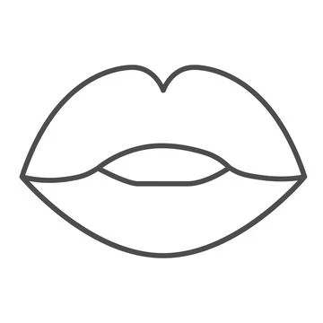 Lips thin line icon, passion concept, Kiss sign on white background, Lips icon Stock Illustration
