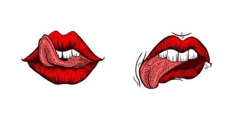 Lips with tongue Stock Illustration