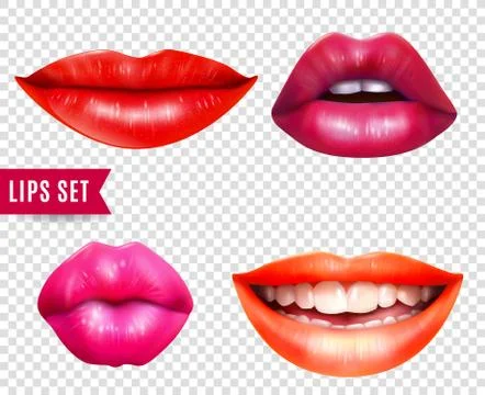Lips Transparent Set Stock Illustration