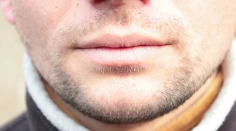 Lips Of A Young Man Stock Footage 43171485