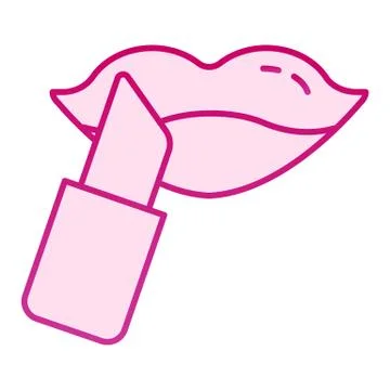 Lipstick and lips flat icon. Lip cosmetics sign vector illustration isolated on Stockillustratie