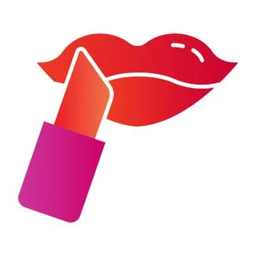Lipstick and lips flat icon. Lip cosmetics sign vector illustration isolated on Stockillustratie