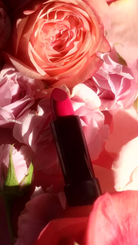 Lipstick and Roses Stock Footage 340860095
