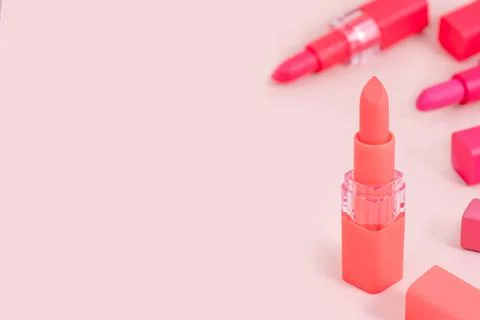Lipstick background with copy space. 스톡 사진