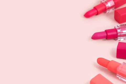 Lipstick background with copy space. Stock Photos