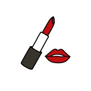 Lipstick doodle icon, vector colour line illustration Stock Illustration
