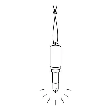Lipstick hangs on a string with a knot. Sketch. Stock Illustration