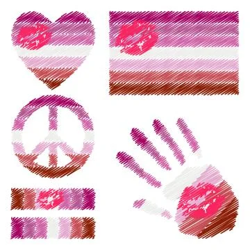 Lipstick Lesbian pride design elements. Stock Illustration