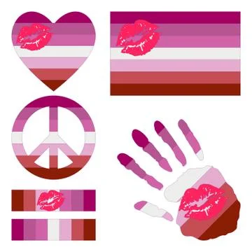Lipstick Lesbian pride design elements. Stock Illustration