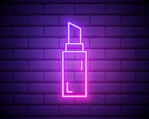 Lipstick line neon icon. Elements of Beauty and Cosmetics illustration icon.  Stock Illustration