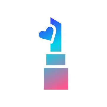 Lipstick love icon solid gradient red purple blue colour mother day symbol .. Stock Illustration