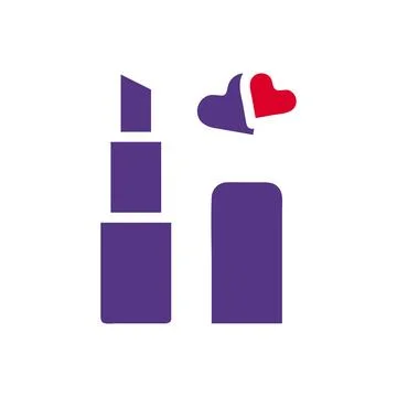 Lipstick love icon solid red purple colour mother day symbol illustration. Stock Illustration