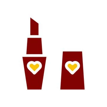 Lipstick love icon solid red yellow colour mother day symbol illustration. Stock Illustration