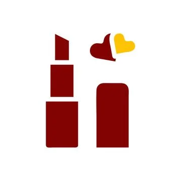Lipstick love icon solid red yellow colour mother day symbol illustration. Stock Illustration