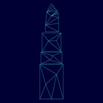 Lipstick low poly triangulation triangulated polygonal electric cyan blue vib Illustrazione stock