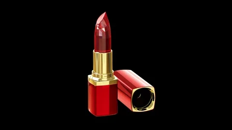 Lipstick made of a precious stone (ruby). 3d render on a black background. Stock Footage 264575551
