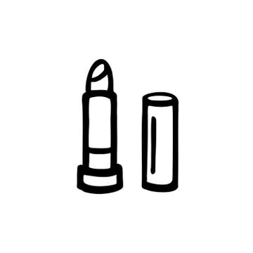 Lipstick. Makeup collection. Vector template. black illustration isolated on  Stock Illustration