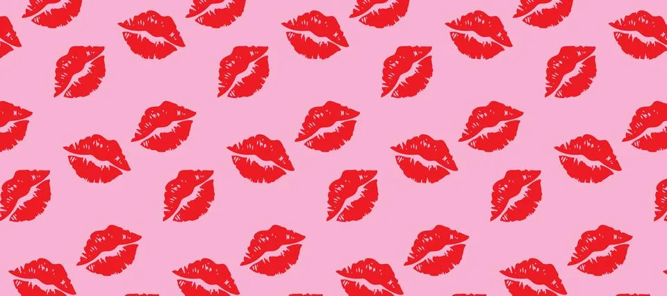Lipstick Mark Pattern Vector Illustration Feminine Fashion Design Stock Illustration
