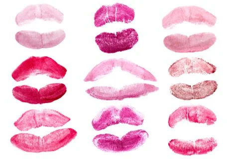 Lipstick marks set Stock Photos