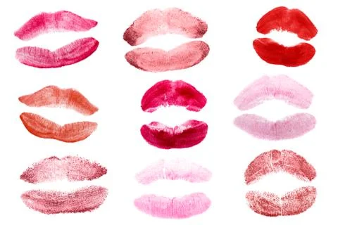 Lipstick marks set Stock Photos