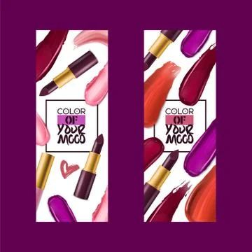 Lipstick pattern vector beautiful red color fashion pink lipgloss lip makeup art Stock Illustration