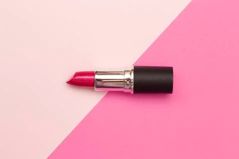 Lipstick on a Pink Background Stock Photos