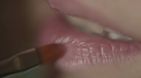 Lipstick pink glitter macro Stock Footage 58037888