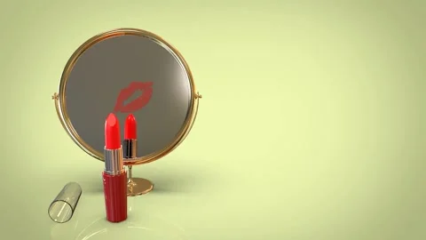 Lipstick rotating with makeup mirror Stock Footage 167485962