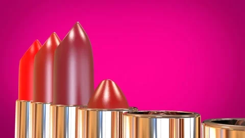 Lipstick rotating on pink background Stock Footage 167484436