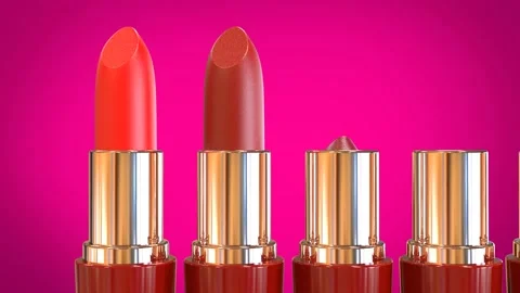 Lipstick rotating on pink background Stock Footage 167484438