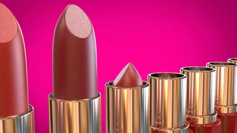 Lipstick rotating on pink background Stock Footage 167484440