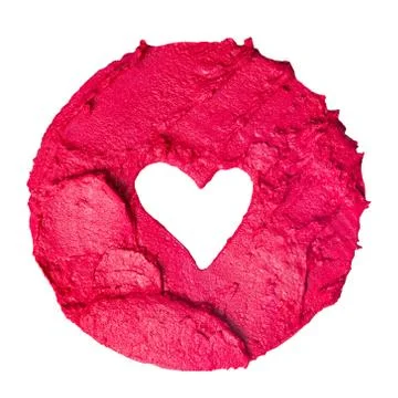 Lipstick sample with a shape of heart isolated on white Stock Photos