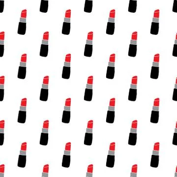 Lipstick seamless pattern, hand drawn fashion and beauty elements, vector ill Illustrazione stock