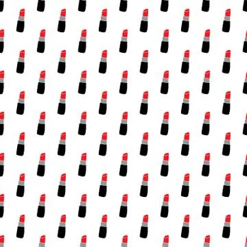 Lipstick seamless pattern, hand drawn fashion and beauty elements, vector ill Illustrazione stock