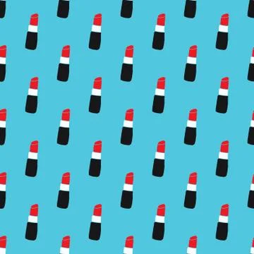 Lipstick seamless pattern, hand drawn fashion and beauty elements, vector ill 스톡 일러스트