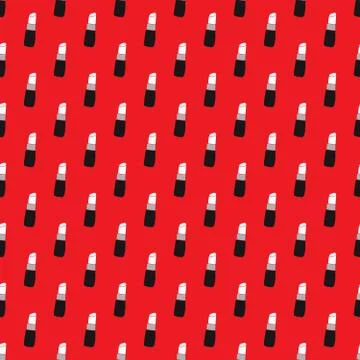 Lipstick seamless pattern, hand drawn fashion and beauty elements, vector ill 스톡 일러스트